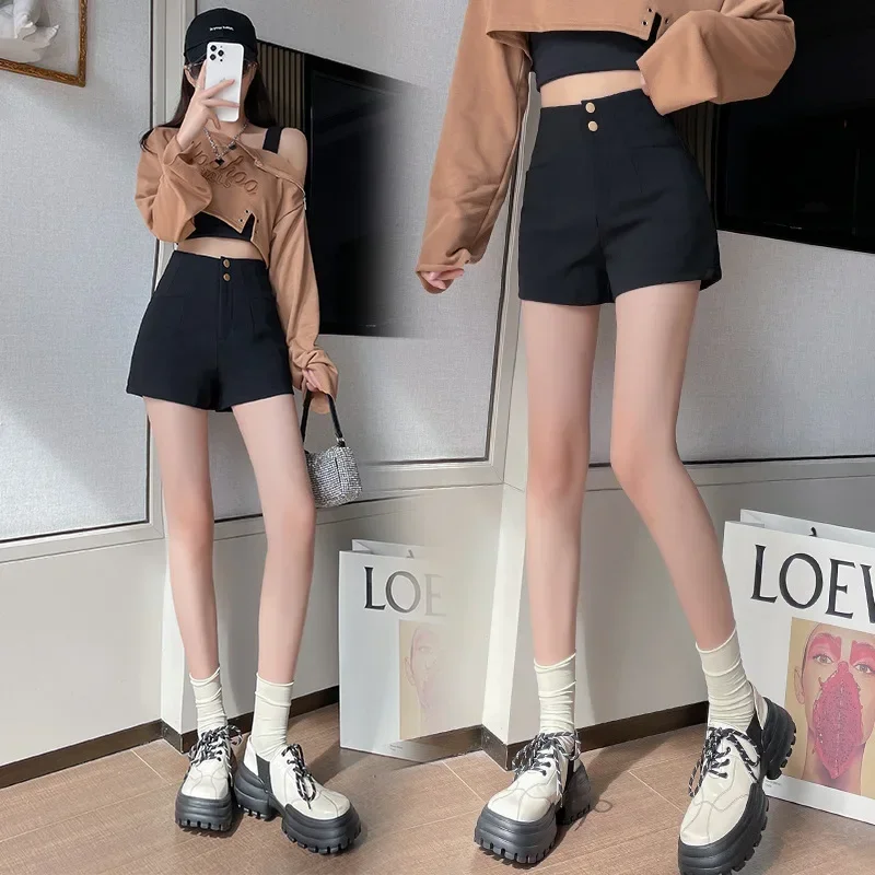 Y2K Streetwear Black Shorts Women Elegant High Waist White A Line Wide Leg Suit Short Club Slim Hot Short Pants Booty Shorts