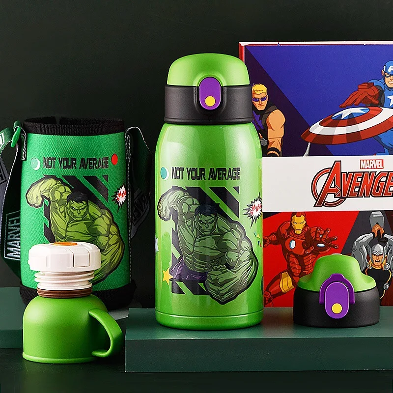Marvel Thermal Mug Set 600ml Gift Box with Three Caps Cartoon Hulk
