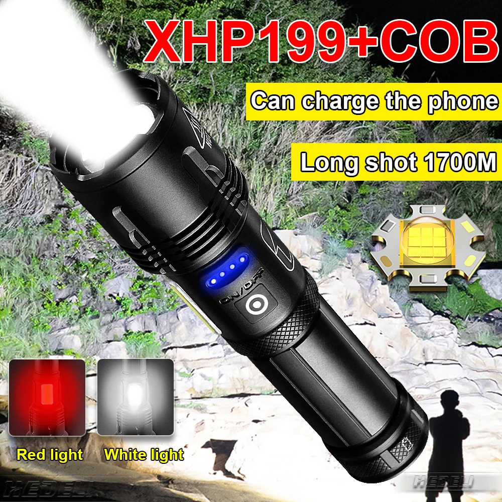 

XHP199 Powerful Led Flashlight 26650 Rechargeable Usb Torch Light XHP160 High Power Led Flashlights Outdoor Lantern For Hunting