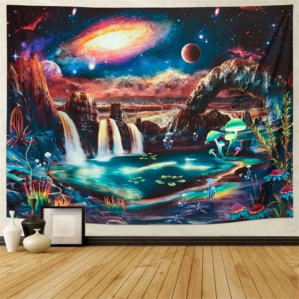 

Brushed Fabric Blacklight Tapestry Trippy Tapestry Planet Tapestry Tapestry Bedroom|Room