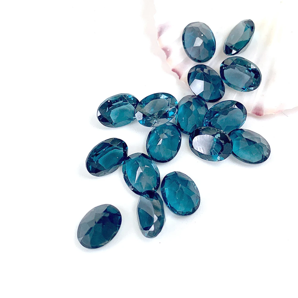 20pcs Facet Oval 3x4mm-3x5mm London Blue Topaz Semi-precious Natural Stone Eye Clean Loose Gemstone For Jewelry Making