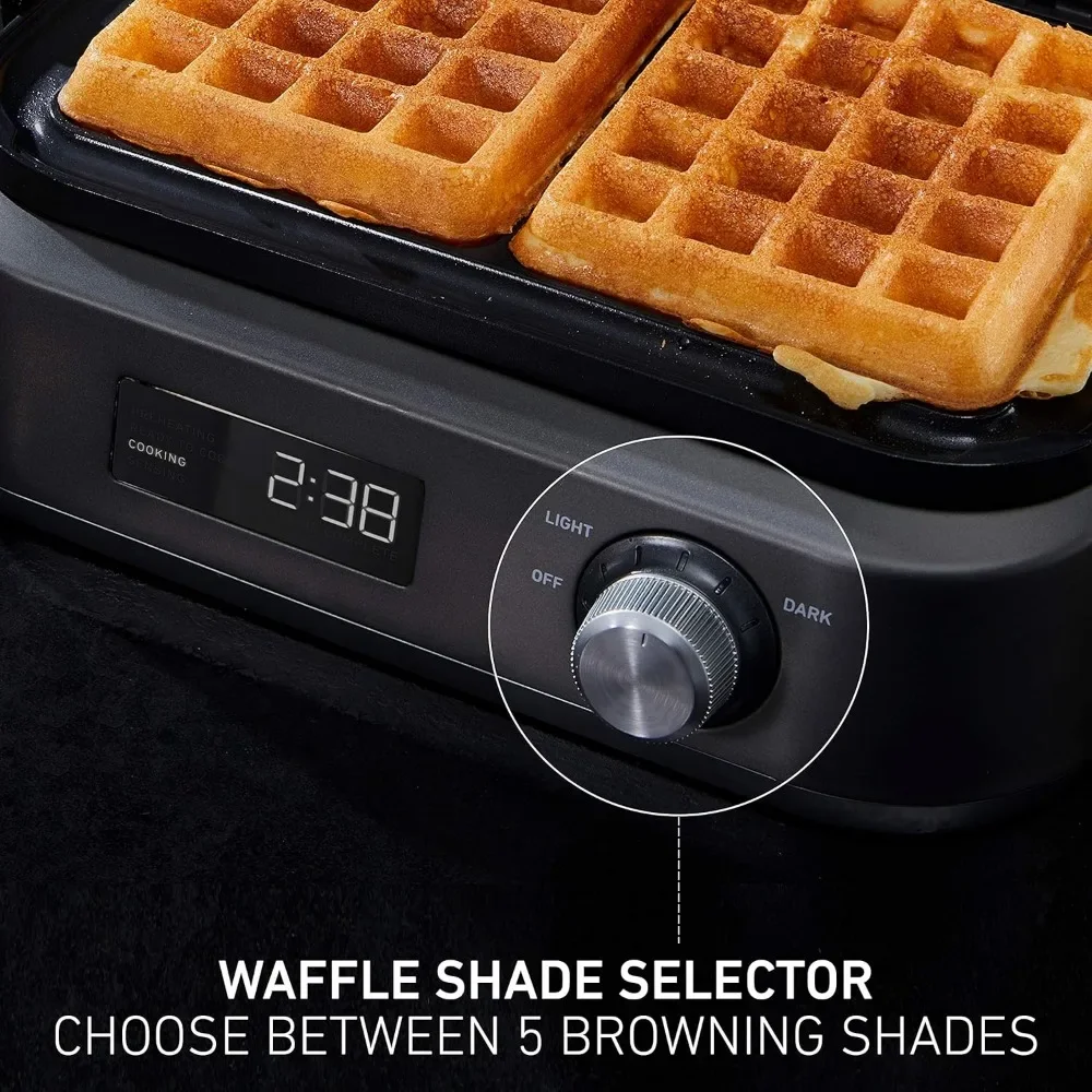 Calphalon Intellicrisp Belgian Waffle Maker with LED Display Timer and Ceramic Cooking Plates, Makes 2 Waffles 3
