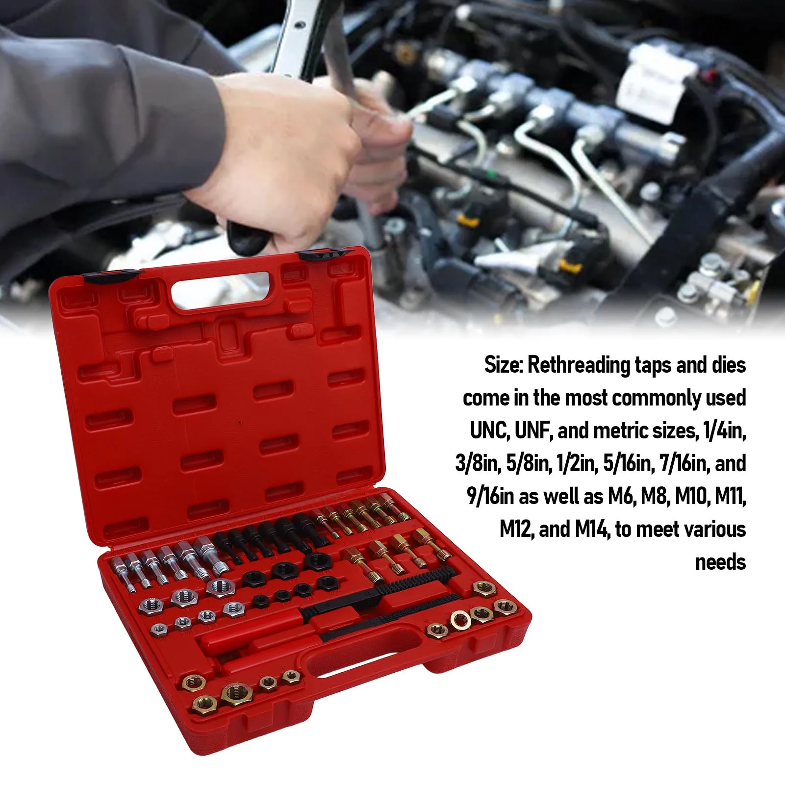 Hromee 49-Piece Thread Chaser Set, UNC UNF & Metric Thread Restorer Tool Thread Cleaner Rethreading Master Kit - View #4