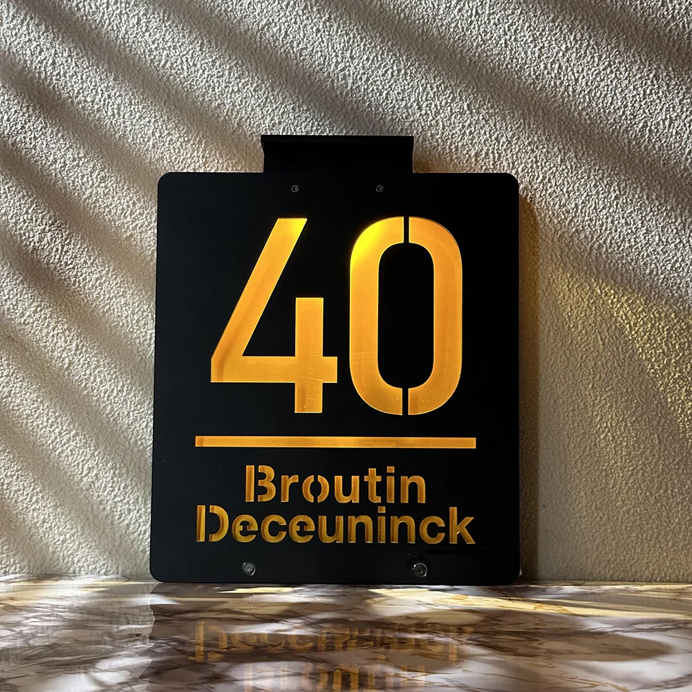House Number Signs Personalized Solar Outdoor LED Illuminated Door Number Solar Lights 3D Cut Acrylic Plate