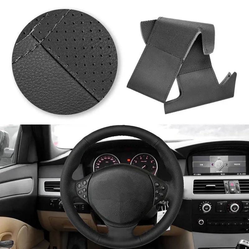 

Black Car Steering Wheel Microfiber Perforated Leather Cover Trim For BMW M Sport E36 1996-2000 E39 1995-2001 Z3 M E36/7 E36