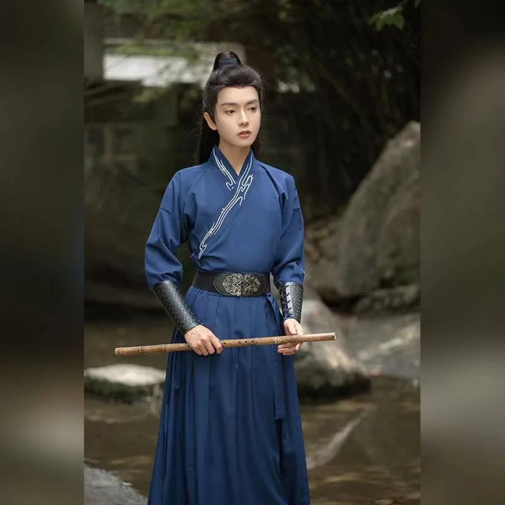 Hanfu Song Dynasty Outfits Men Black Blue Hanfu Men's Chinese Traditional Chinese Traditional Clothes for Men for Cosplay