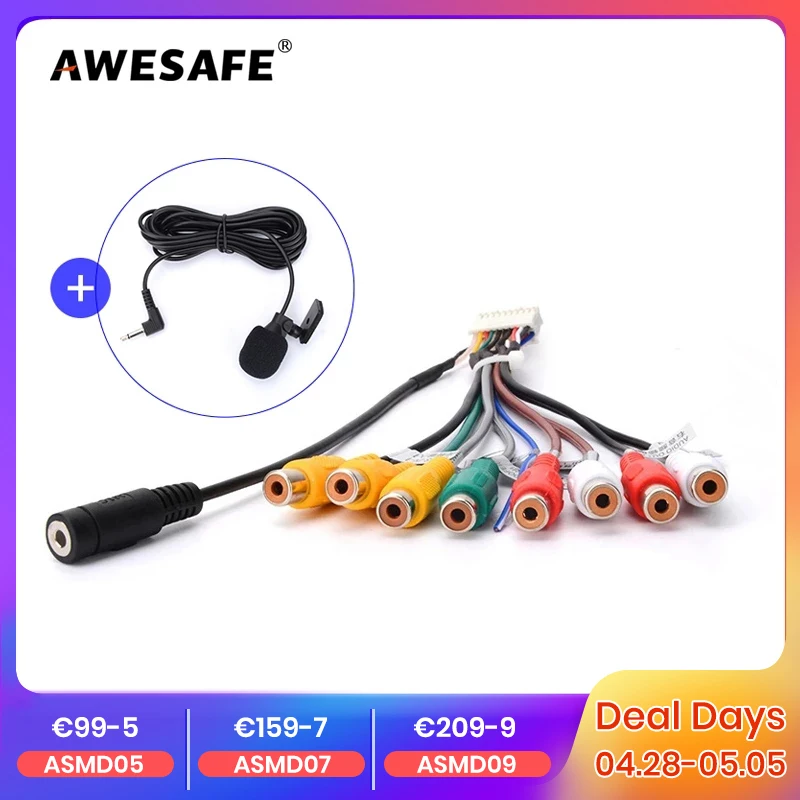 Awesafe Car Stereo Radio Rca Output Wire Auxin Adapter Cable External
