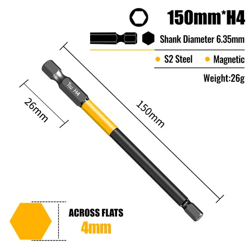 Allen Wrench Drill Bit Hex Driver Bits Set 50/100/150mm H1.5-H10mm with Magnetic Grip and Slip Design for Secure Screw Holding - Image 28