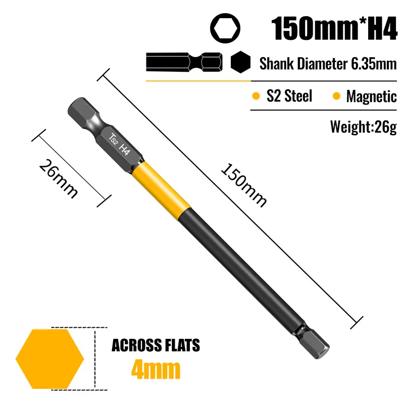 Allen Wrench Drill Bit Hex Driver Bits Set 50/100/150mm H1.5-H10mm with Magnetic Grip and Slip Design for Secure Screw Holding - Image 28