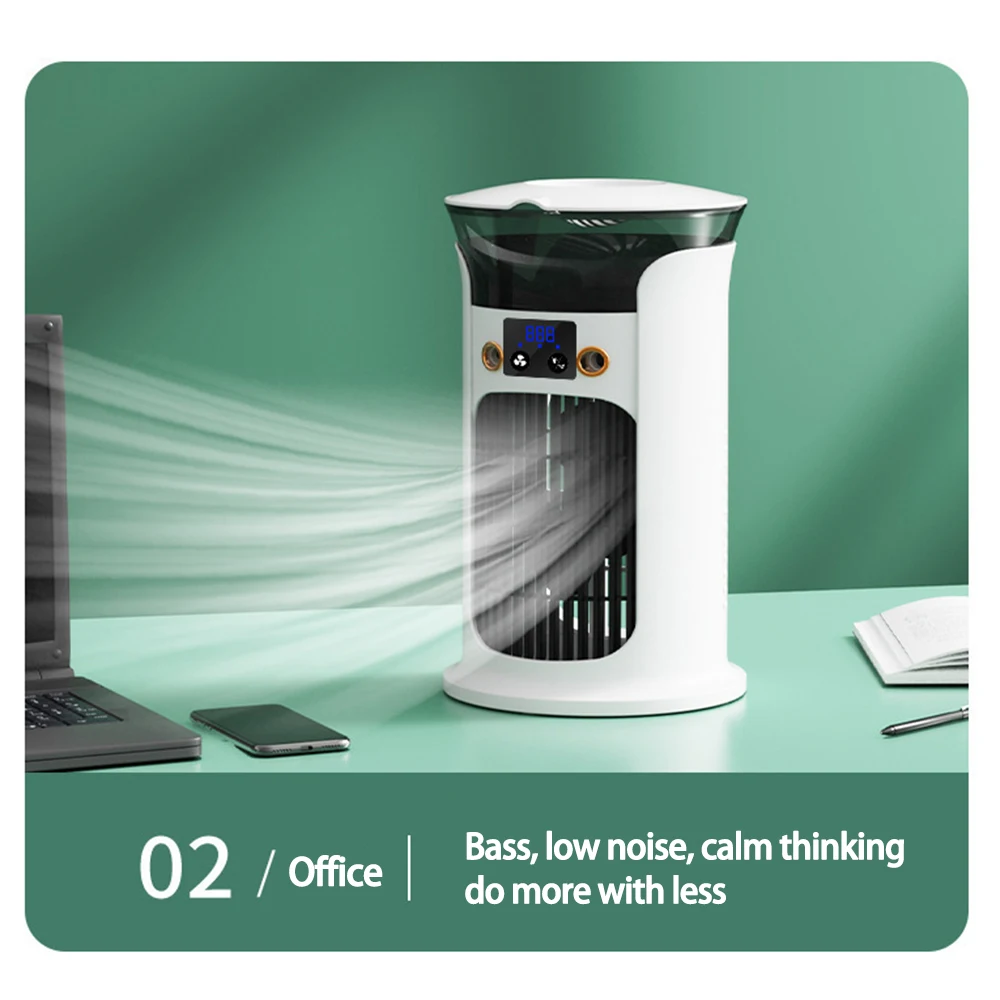 Mute Desktop USB Mini Portable Air Conditioner Fan for Room Home Camping Humidifier Water Mist Cooling Fan Night Lamp Air Cooler