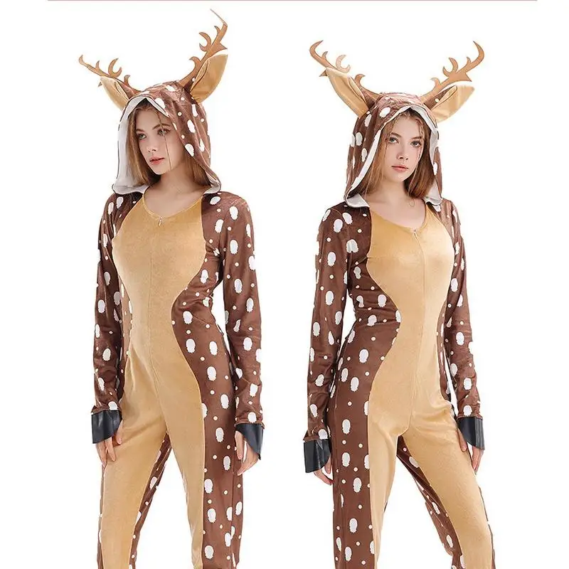 

Reindeer Jumpsuit Reindeer Costume Deer Onesie Christmas Hoodie Jumpsuit Playsuit Reindeer Pajama Christmas Playsuit for Adult