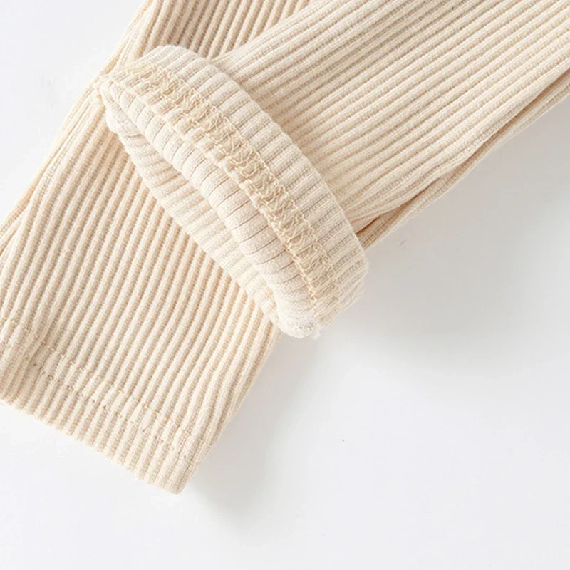 Casual Baby Trousers Bottoming Pant Ribbed Elastic Striped Pants Solid Color Infant Clothing for Kids Toddler Boys Girl Clothes 3