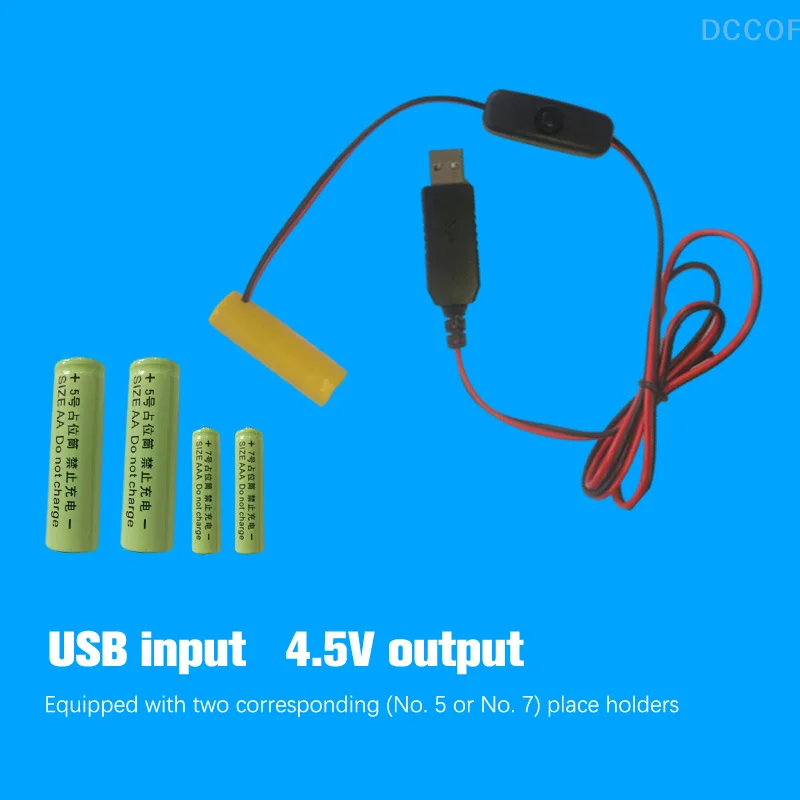 더미 배터리 어댑터 USB 전원 공급 장치 스위치 케이블, 원격 카메라 장난감 LED 스트립용 배터리 교체