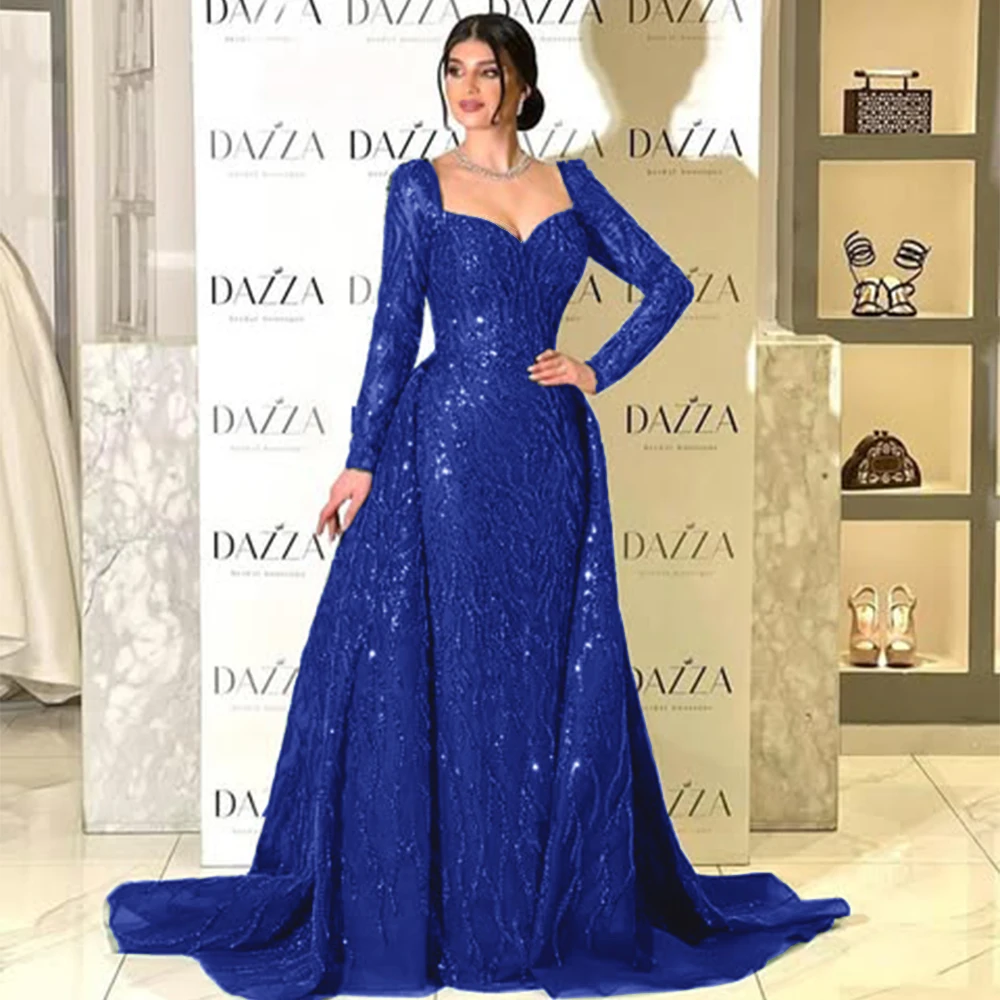 Sequins Long Prom Dresses Sweetheart Long Sleeves Women's Mermaid Formal Evening Gowns Party Dress