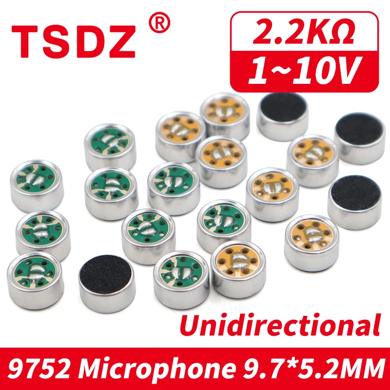 10Pcs/Lot 9752 Unidirectional HighSensitivity Mic Antinoise Electret Capsule Condeser