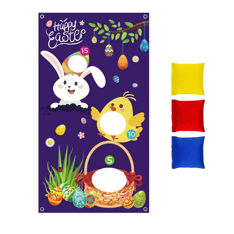 

Easter Toss Game Banner With 3 Bean Bags, Indoor Outdoor Throwing Bean Bags Games For Kids Adults Family Banner