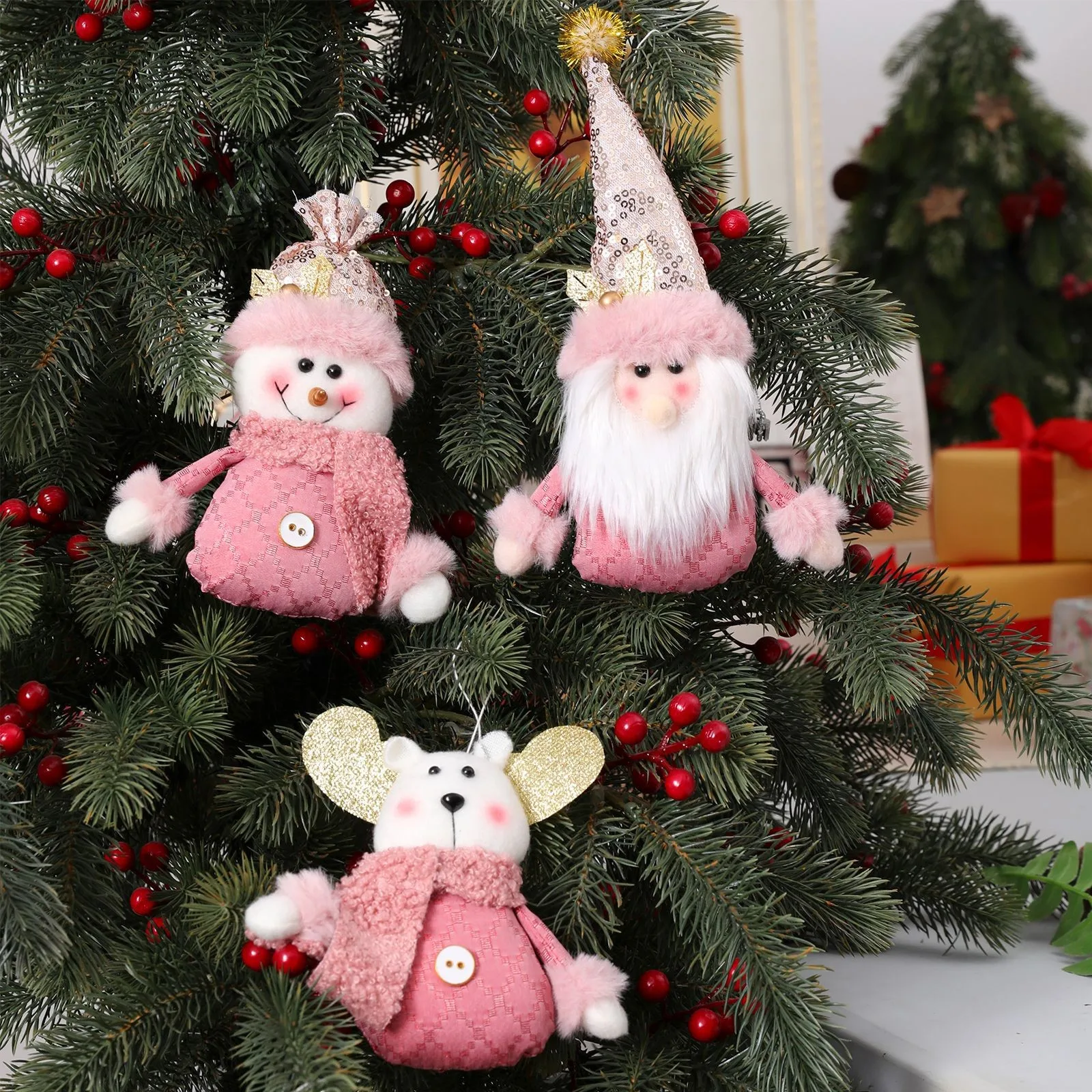

Merry Christmas Ornaments DIY Xmas Gift Santa Claus Snowman Tree Pendant Doll Hang Decoration for Home New Year 2023 Supplies