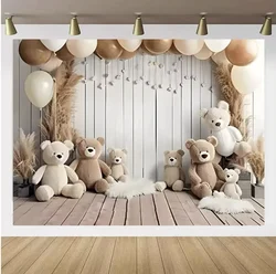Colorful Balloon Teddy Bear Birthday Party Banner and Baby Shower Photography Backdrop - 270x180cm (XD2 - 12)