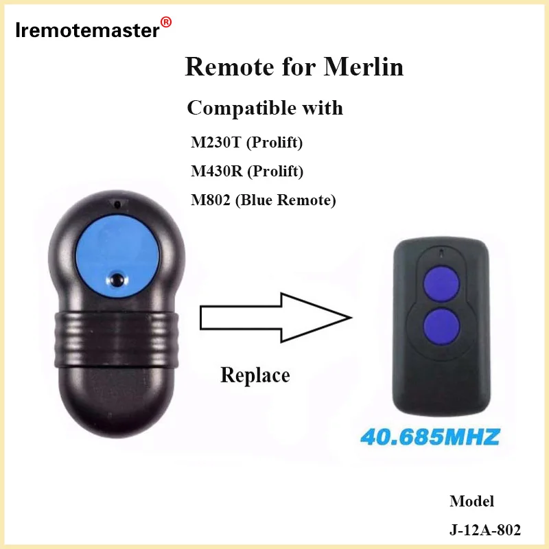 

For Merlin M230T M430R M802 GARAGE DOOR OPENER REMOTE CONTROL REPLACEMENT