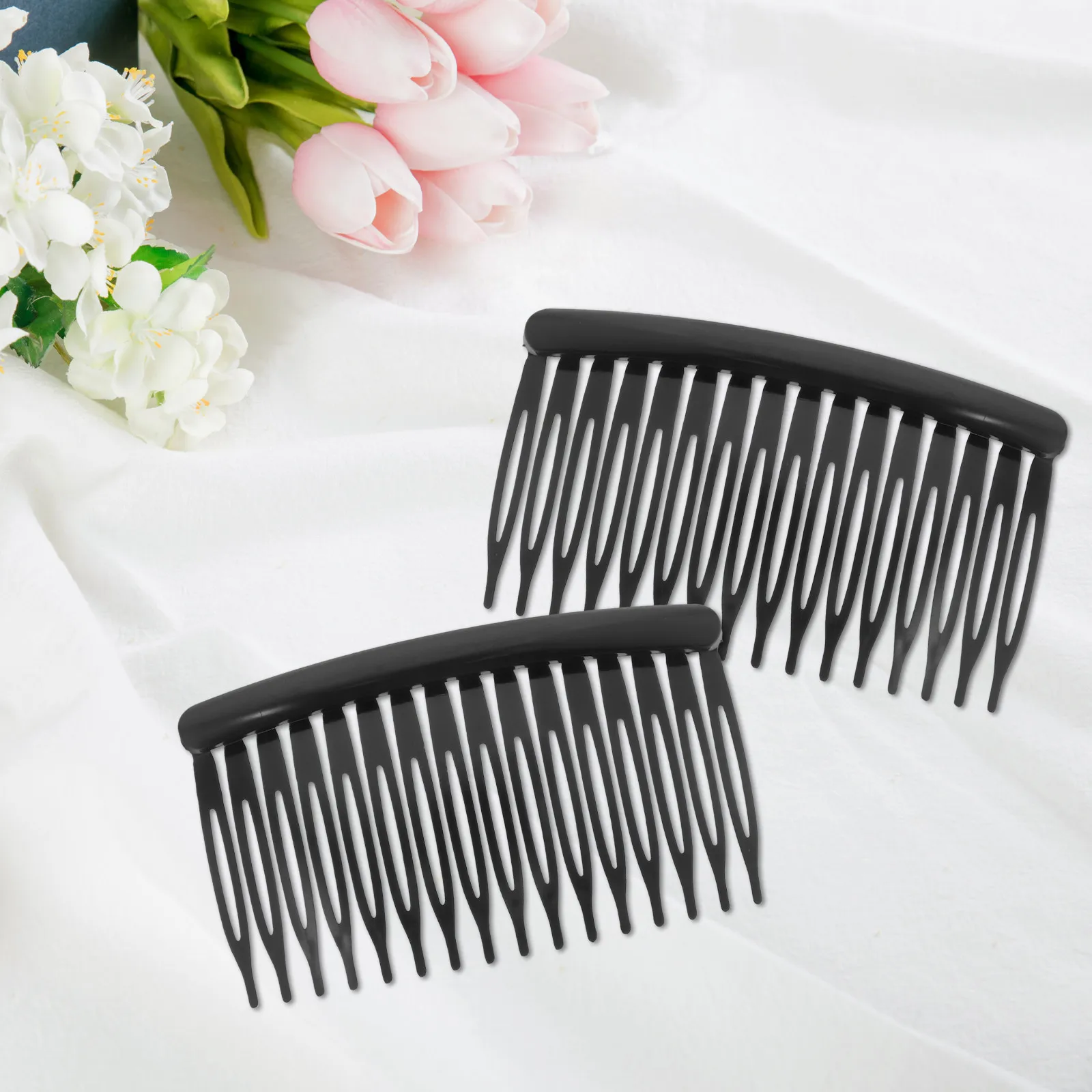 2Pcs 플라스틱 헤어 빗 블랙 8x5cm 여성용 소녀 쉬운 안전한 맞춤 헤어 클립 핀 웨딩 파티 패션 액세서리