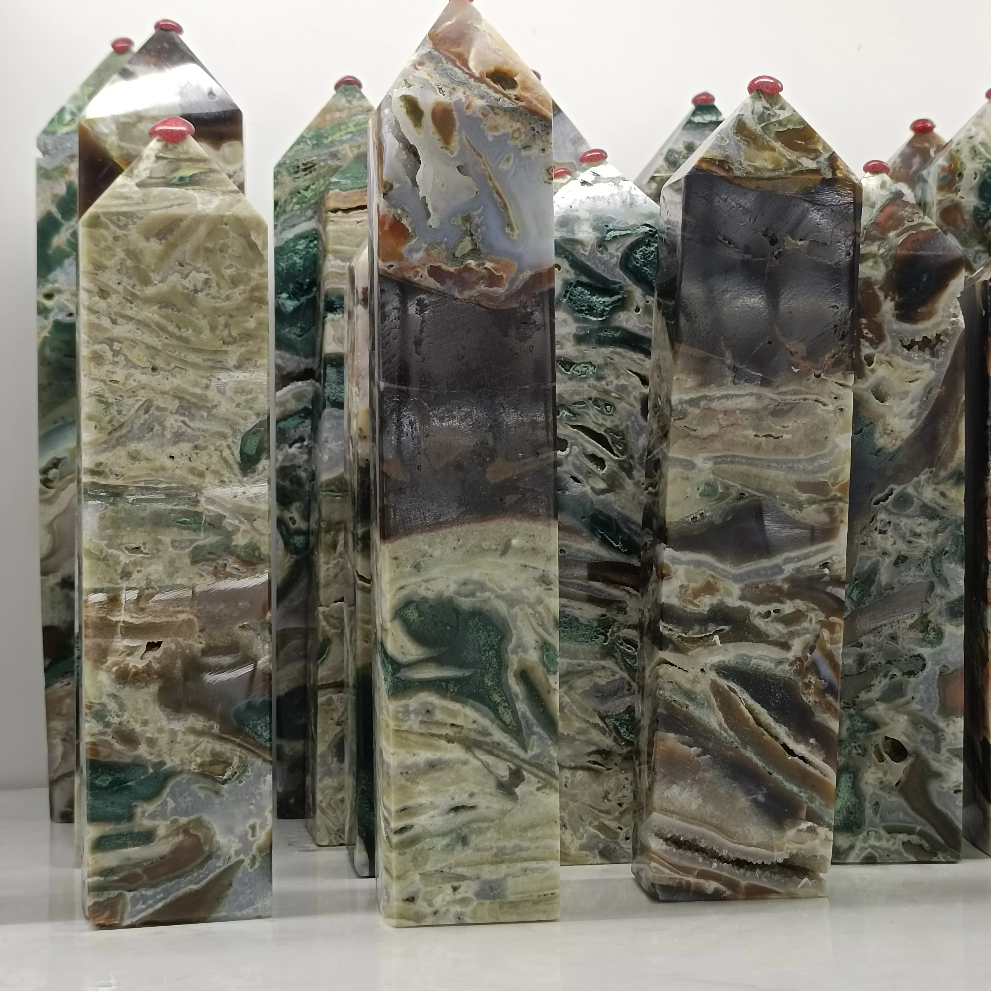 

Натуральные красочные кристаллы травы агата, тетрагедрическая колонна, водный Агат, палочка, кварц, друза, башня, лечебный драгоценный камень, украшение для дома