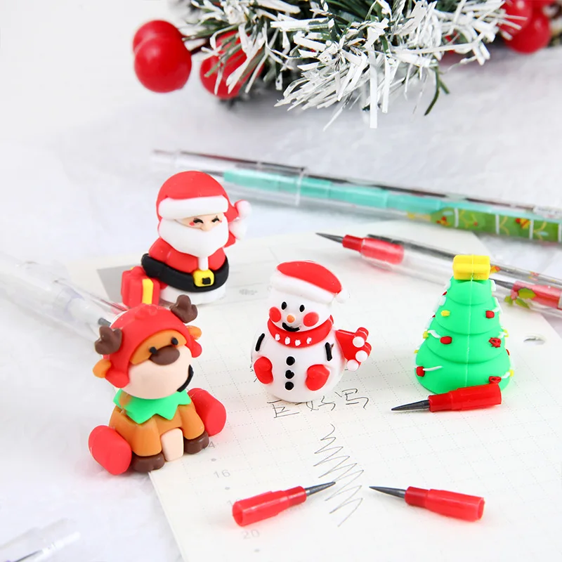 30Pcs/Lot Kawaii Christmas Pencil Pen School Student Building Block Pencil Removable Multifunctional Free Sharpening Cute Pencil