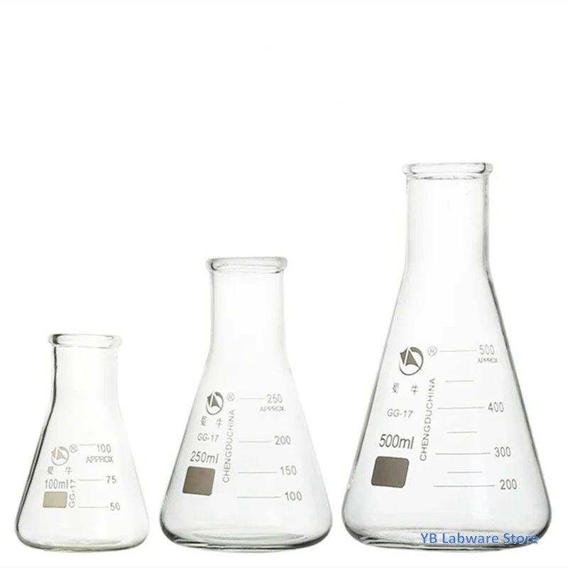 Borosilicate Glass Straight Wide Neck Conical Triangular Flask 50ml To 1000ml 1PC for Lab Chemical Equipment