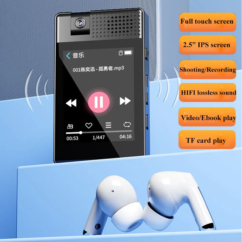 Mini Hifi Lossless Lettore Mp3 2.5 "Full Touch Screen Modificabile Mp4 Walkman Hd Recorder Supporto Video Ebook Sveglia