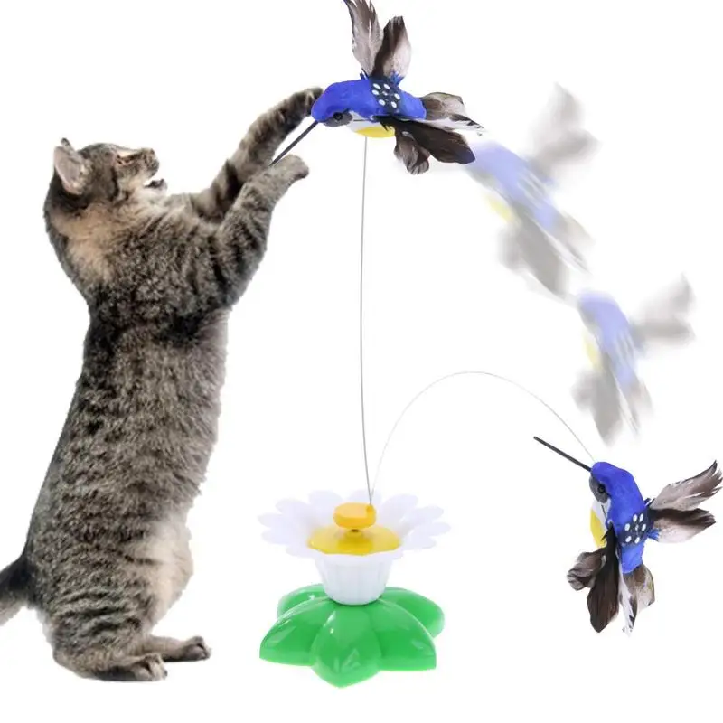 

Interactive Cat Toy Funny Simulation Feather Bird 360 Degrees Rotatable Funny Pet Supplies Hummingbird Shape Toy For Veterinary