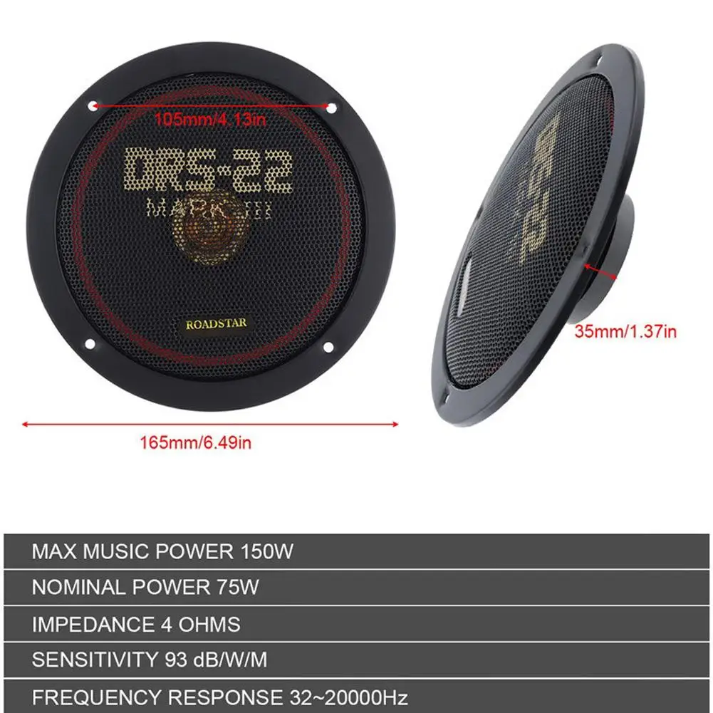 DRS-22 Car Audio Speakers 6.5-inch Front Rear Door Speaker 80 DB 4 Ohm High Sensitivity Super Thin Horn Audio Loudspeaker