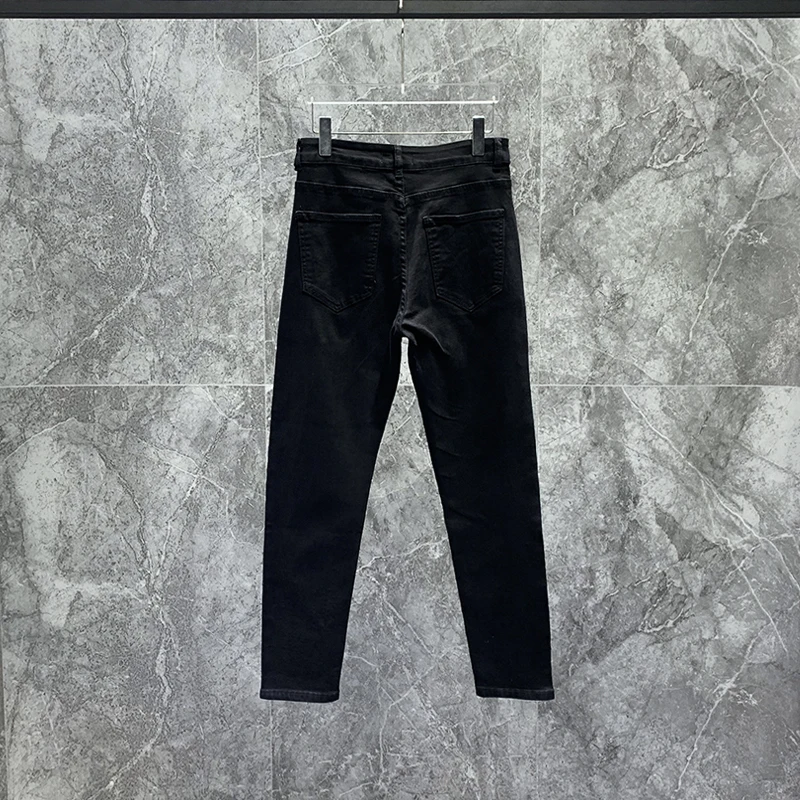 Fashion High-End Fashionable Rhinestone Jeans Men's High Street Slim Fit Youth Popularity Trendy Male Straight-Leg Denim Pants