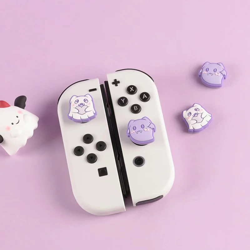 Purple Ghost Switch Oled Thumb Grip Caps Joycon Joystick Cover Shell Ns Lite Game Thumbstick Case Per Nintendo Switch/ Oled/Lite