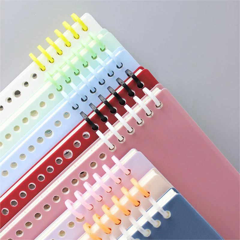 6 Holes Candy Color Loose-leaf Plastic Binding Ring Spring Spiral Rings A4 A5 Paper Notebook Stationery Binding Clip