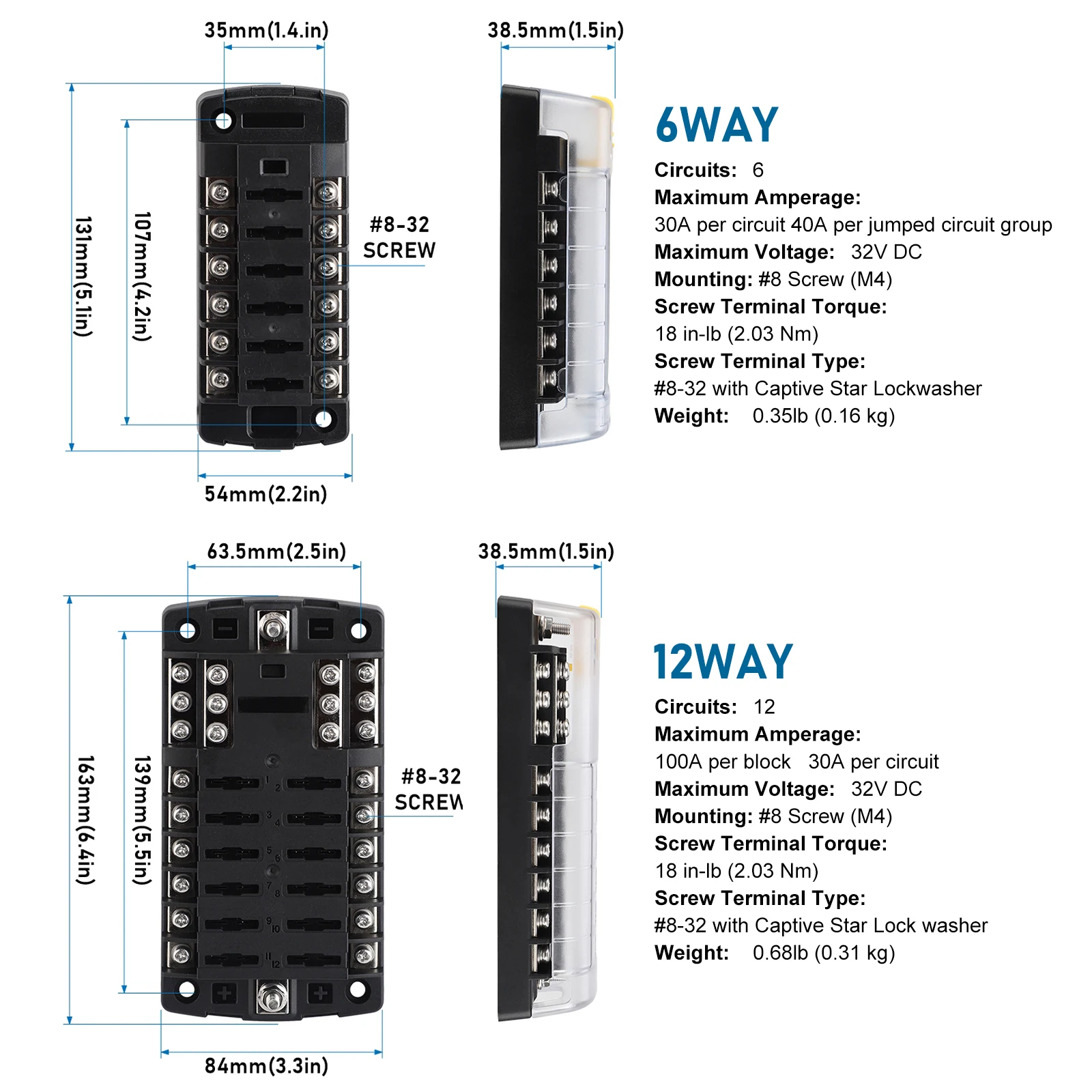 6-weg 12 V Blade zekeringblok, Lpluziyds zekeringbox houder met LED lichtindicator & beschermkap voor auto boot marine trike auto vrachtwagen voertuig SUV jacht RV