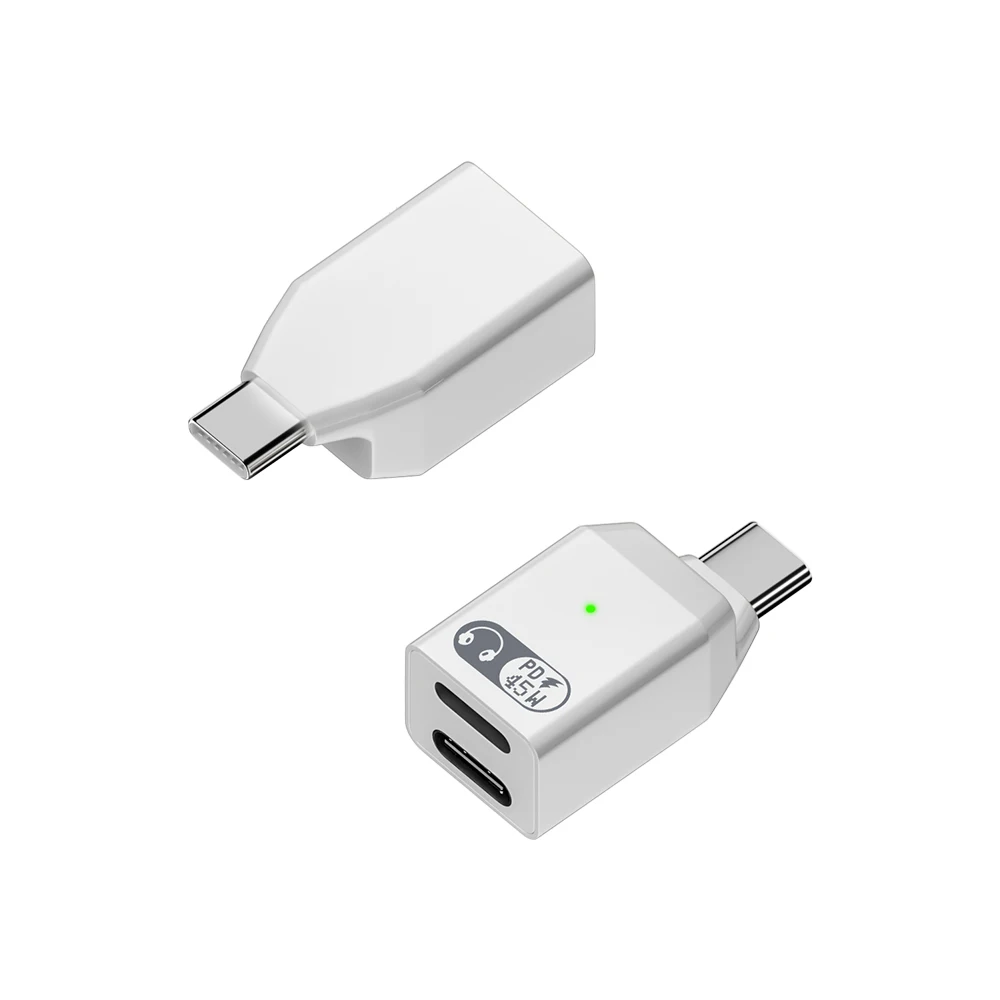2 in 1 USB Type C Audio Adapter Fast Charging PD 45W USB-C Earphone Converter Laptop Male to Female for Xiaomi
