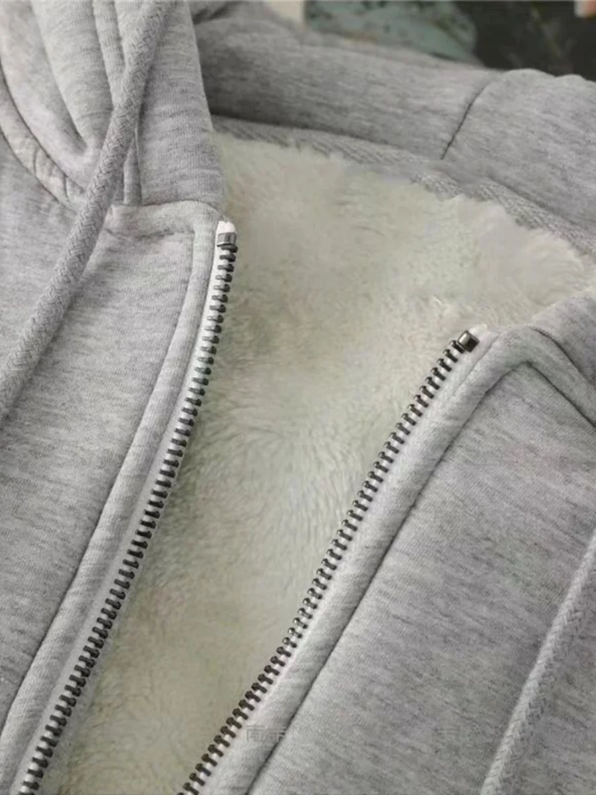 Women's Casual Hoodie Pure Color Street Sle Zipper Closure Long Sve Regular Fit Hooded Sweatirt Autumn Faion