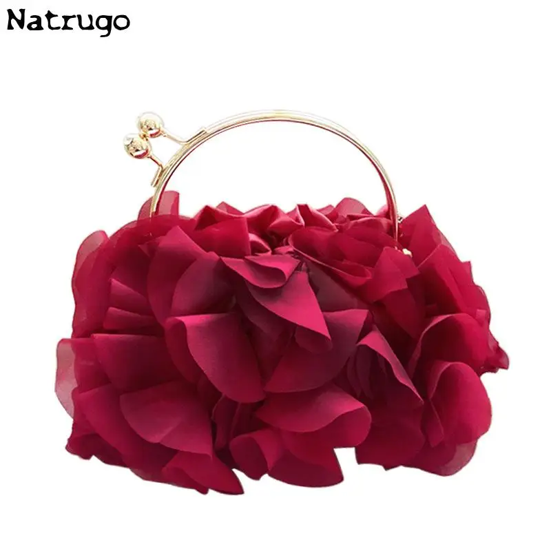 Women's Evening Clutch Exquisite Luxury Designer Chiffon Fabric Party Clutch Bag Female Shoulder Bag Purses Handbag Wedding Bag