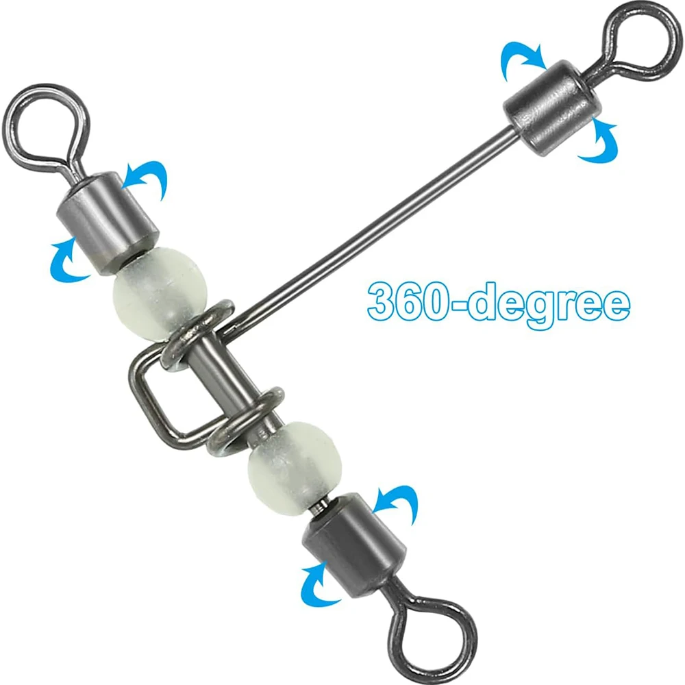 Fishing 3-Way Connector 10Pcs Stainless Steel Bait T-Shape Quick Connector Luminous Anti Entanglement Fishing Gear Accessories
