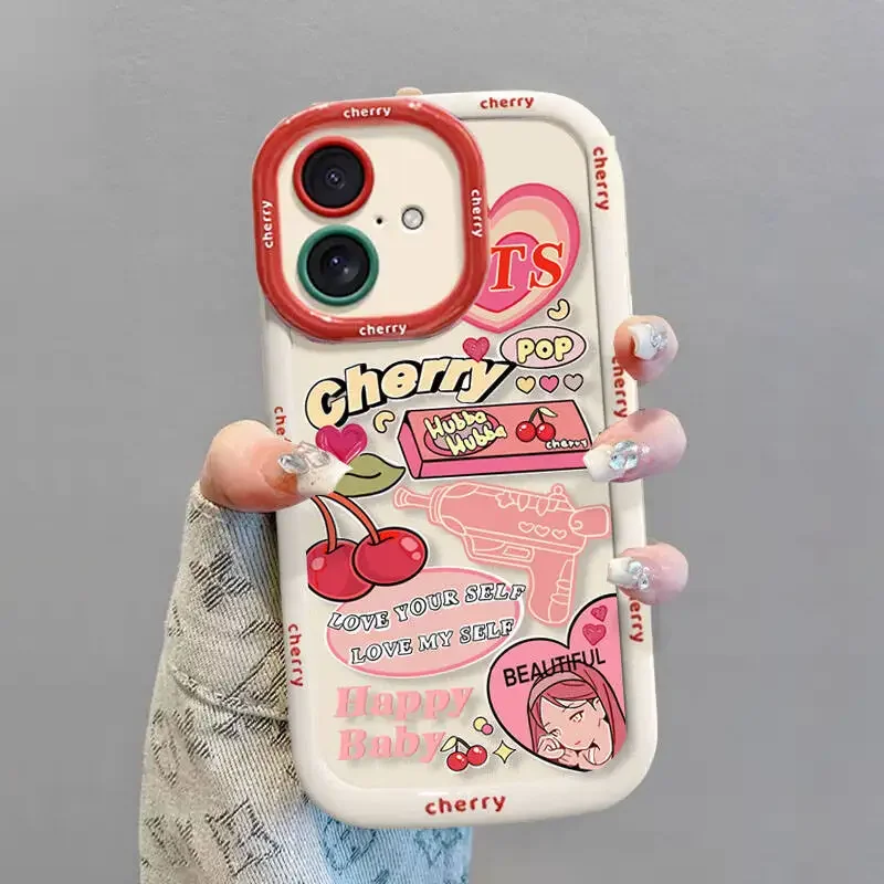 Flower Bow Y2K Red Cherry Design Phone Case Cover