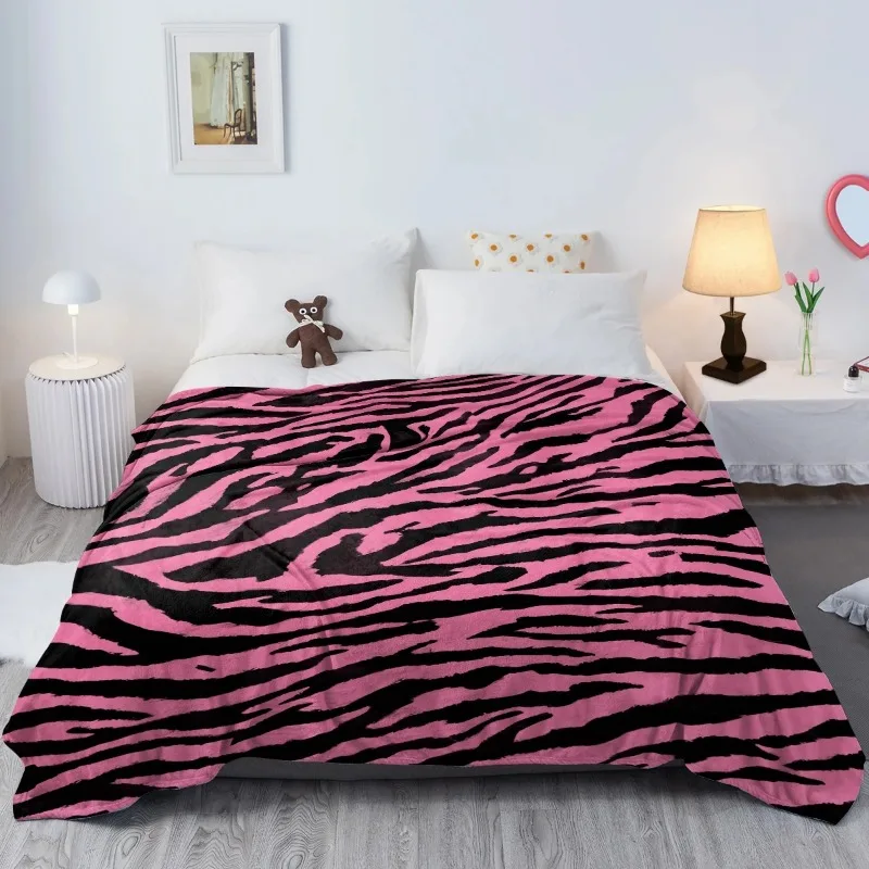 Pink Leopard Print Throw Blanket Zebra Skin Warm Plush Blankets Kids Adults Teen for A Living Room Sofa Couch and Bed Decorate 2