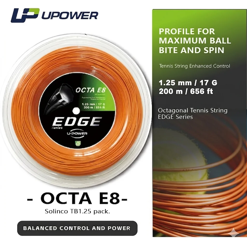코폴리에스터 테니스 스트링 U-POWER EDGE OCTA 옥타곤 스피인 프로페셔널 1.25mm 17G 200m