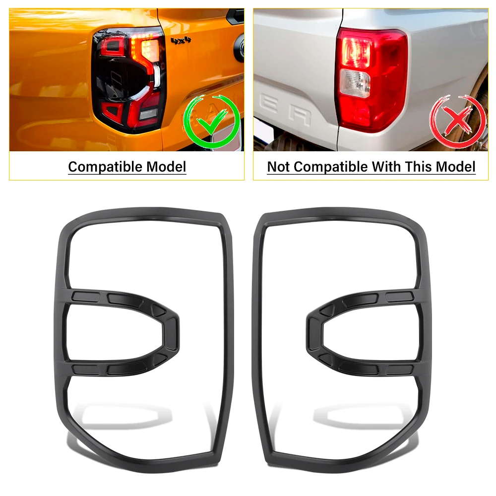 Car Accessories ABS Tail Lights Cover Surrounds Trim for Ford Ranger Wildtrak Sport XLT XLS XL Rear Lamp Hoods Decorative