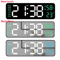 Digital Wall Clock Large LED Alarm Clocks Date Week Temperature Dual Alarms Display Clock Brightness Adjustment Home Decoration 6