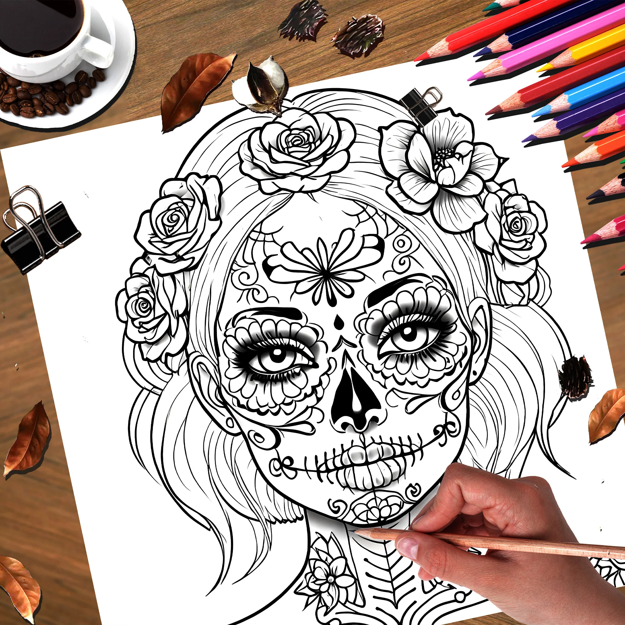 Night of the Dead Theme Colouring Book Adult Picture Book Original Design 2