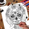 Night of the Dead Theme Colouring Book Adult Picture Book Original Design 2