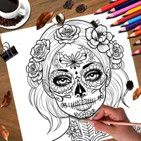 Night of the Dead Theme Colouring Book Adult Picture Book Original Design 2