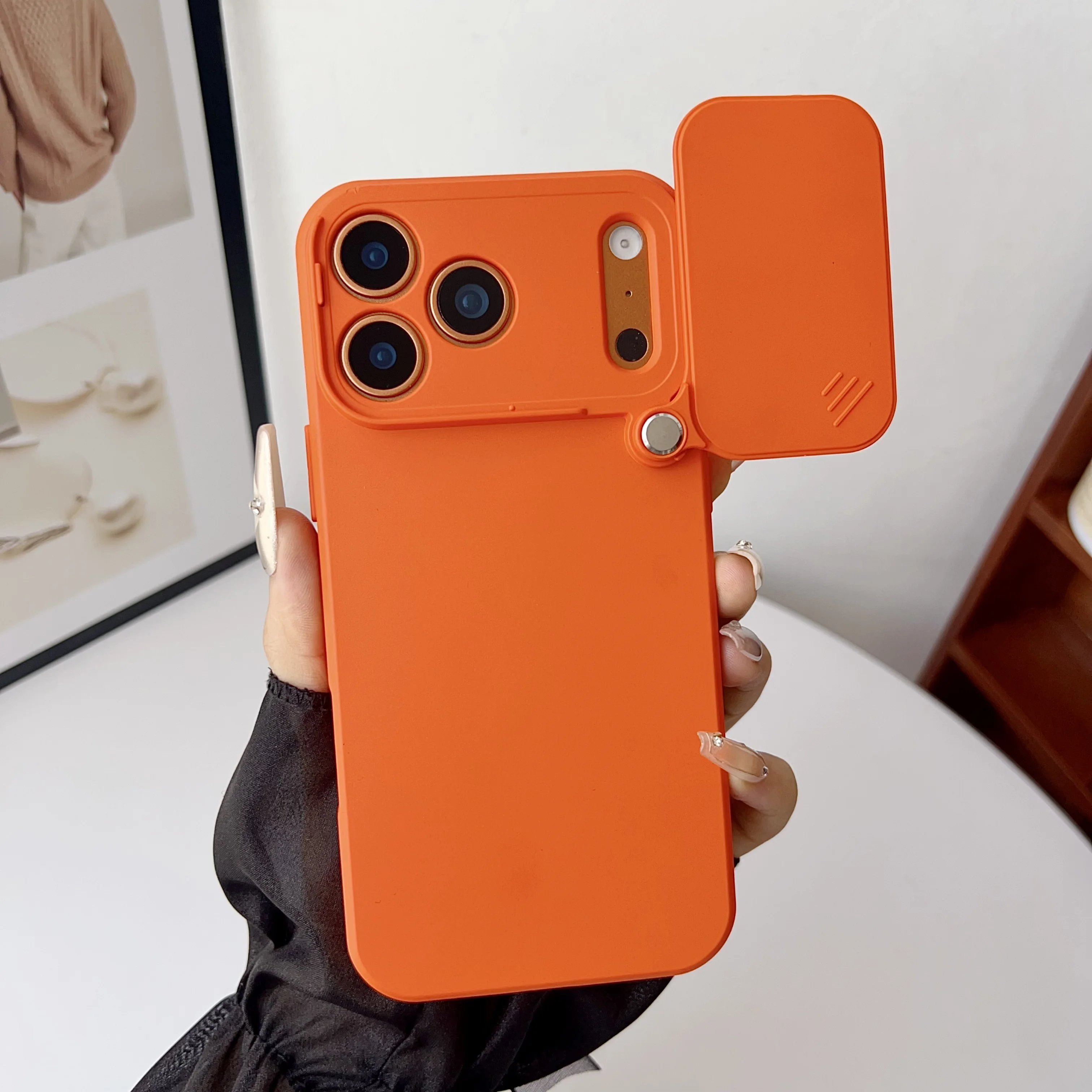 Soft Silicone Shockproof Case with Slide Camera Lens Protection and Matte Skin Feel
