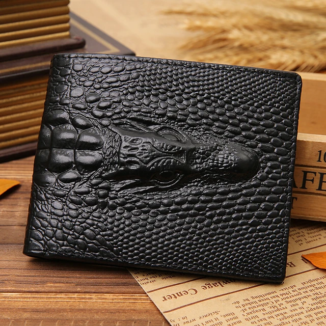 1pc Mens Fashion Crocodile Pattern Wallet Short Wallet Large