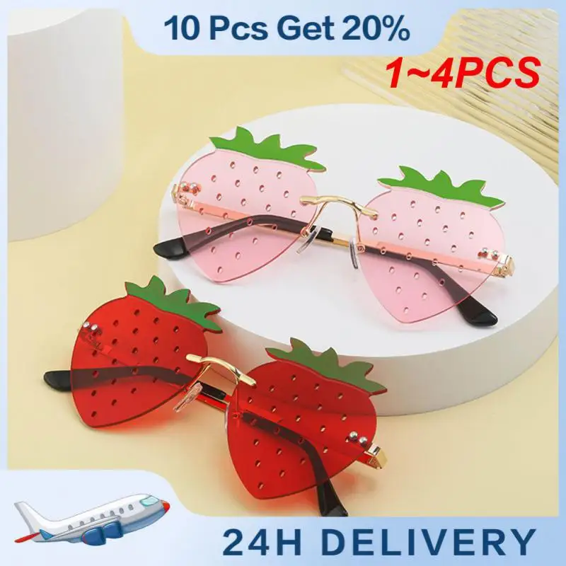 1~4PCS Sunglasses Wear Resistant Frameless Strawberry Sunglasses Clothing Accessories Funny Glasses Fashion Personality Uv400