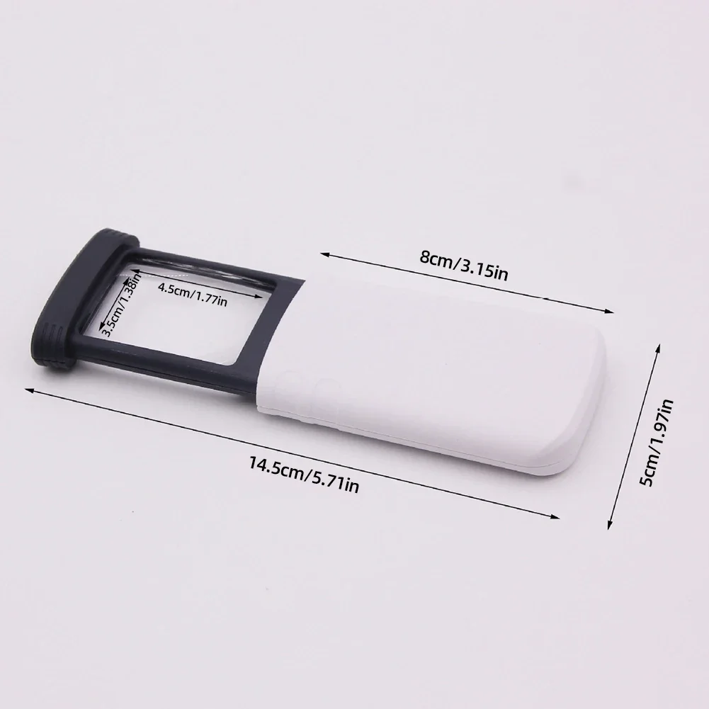 Pull-Out Magnifier Foldable Portable Pocket Loupe Handheld 4x Rectangular with 1 LED Light for Reading Jewelry/Antique Appraisal